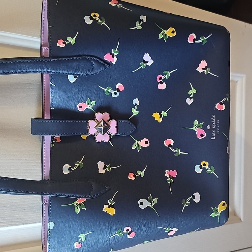 Kate Spade Navy Tote with Floral Accents